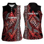 Aotearoa Iwi Ngapuhi Personalised Women Sleeveless Polo Shirt NZ Maori Humpback Whale Taniko Motifs