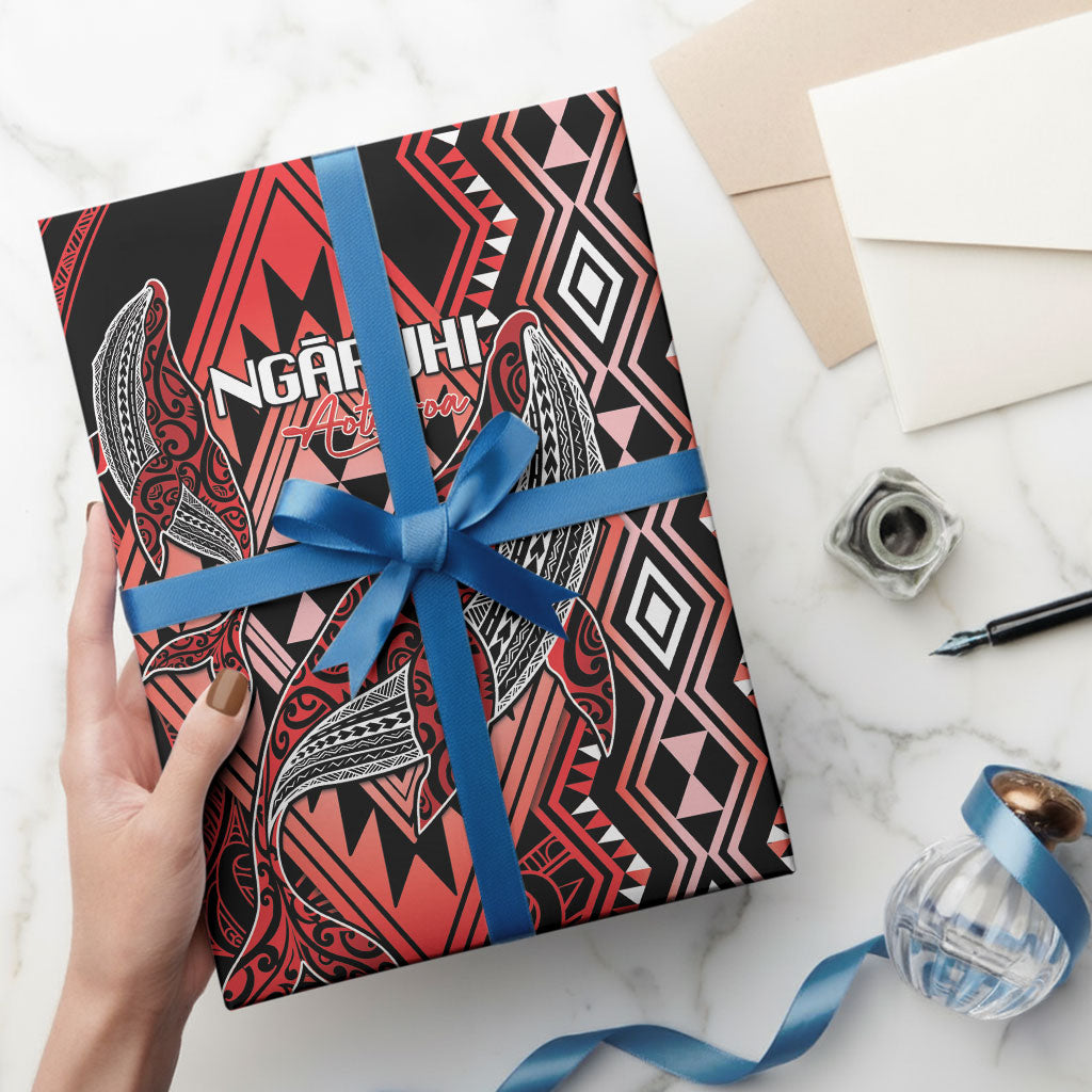 Aotearoa Iwi Ngapuhi Wrapping Paper NZ Maori Humpback Whale Taniko Motifs