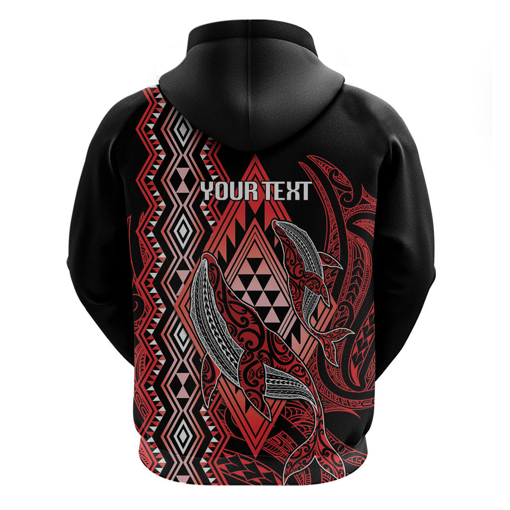Aotearoa Iwi Ngapuhi Personalised Zip Hoodie NZ Maori Humpback Whale Taniko Motifs