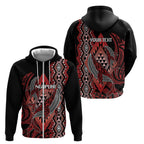 Aotearoa Iwi Ngapuhi Personalised Zip Hoodie NZ Maori Humpback Whale Taniko Motifs