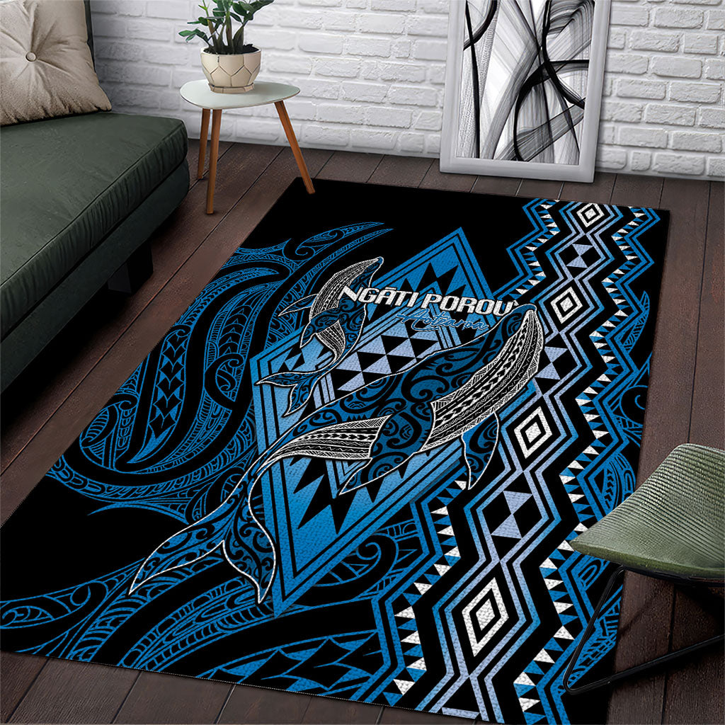 Aotearoa Iwi Ngati Porou Area Rug NZ Maori Humpback Whale Taniko Motifs