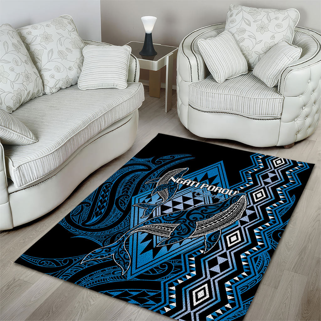 Aotearoa Iwi Ngati Porou Area Rug NZ Maori Humpback Whale Taniko Motifs