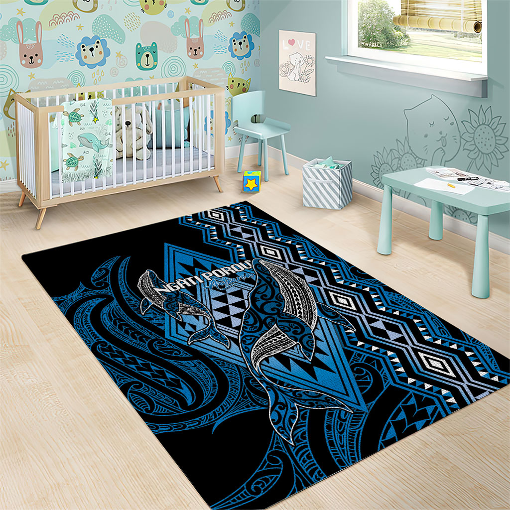 Aotearoa Iwi Ngati Porou Area Rug NZ Maori Humpback Whale Taniko Motifs