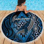 Aotearoa Iwi Ngati Porou Beach Blanket NZ Maori Humpback Whale Taniko Motifs