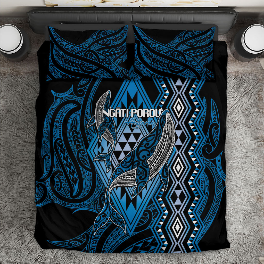 Aotearoa Iwi Ngati Porou Bedding Set NZ Maori Humpback Whale Taniko Motifs