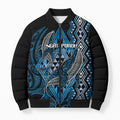Aotearoa Iwi Ngati Porou Personalised Bomber Puffer Jacket NZ Maori Humpback Whale Taniko Motifs
