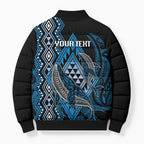 Aotearoa Iwi Ngati Porou Personalised Bomber Puffer Jacket NZ Maori Humpback Whale Taniko Motifs