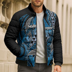 Aotearoa Iwi Ngati Porou Personalised Bomber Puffer Jacket NZ Maori Humpback Whale Taniko Motifs