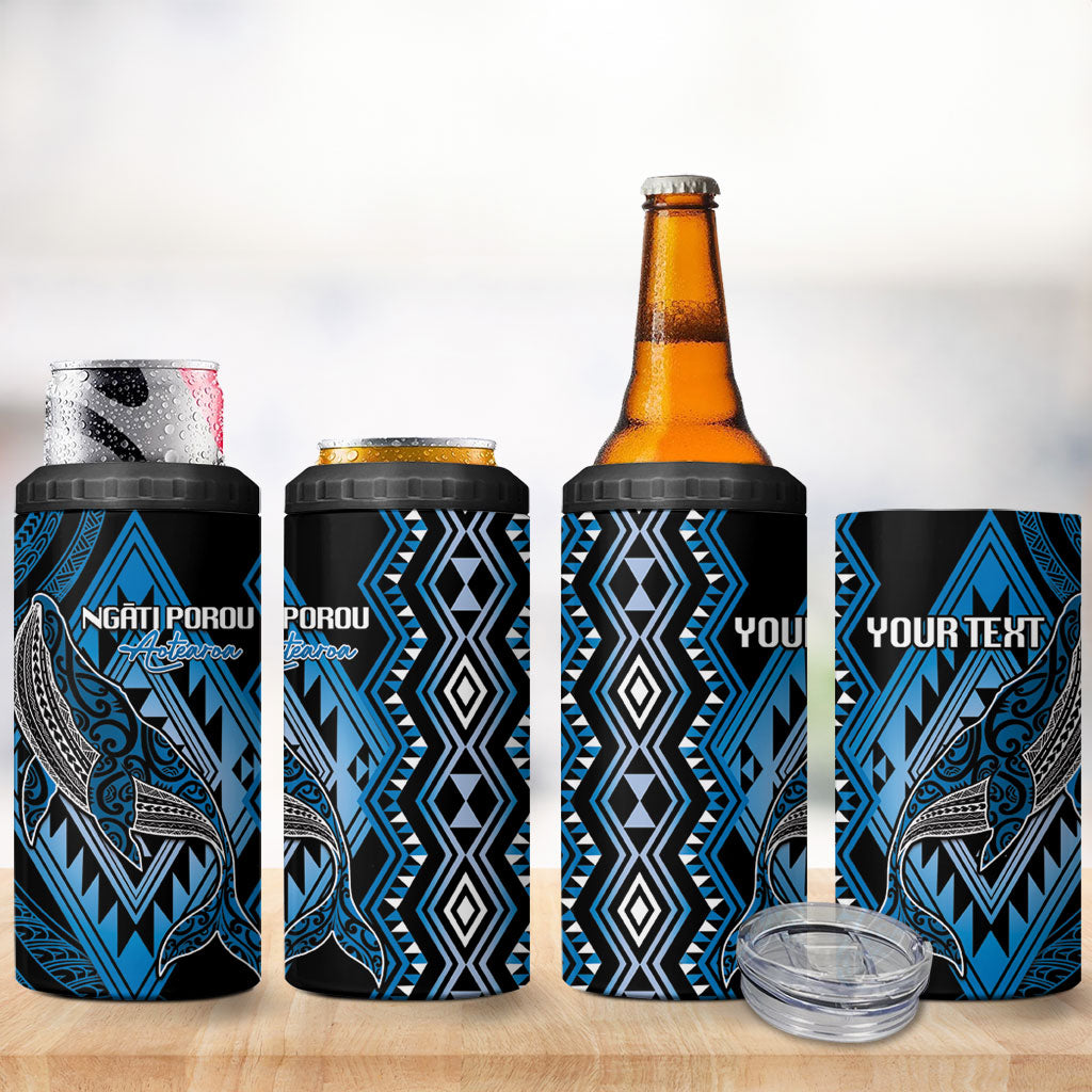 Aotearoa Iwi Ngati Porou Personalised 4 in 1 Can Cooler Tumbler NZ Maori Humpback Whale Taniko Motifs