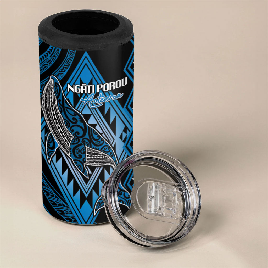 Aotearoa Iwi Ngati Porou Personalised 4 in 1 Can Cooler Tumbler NZ Maori Humpback Whale Taniko Motifs