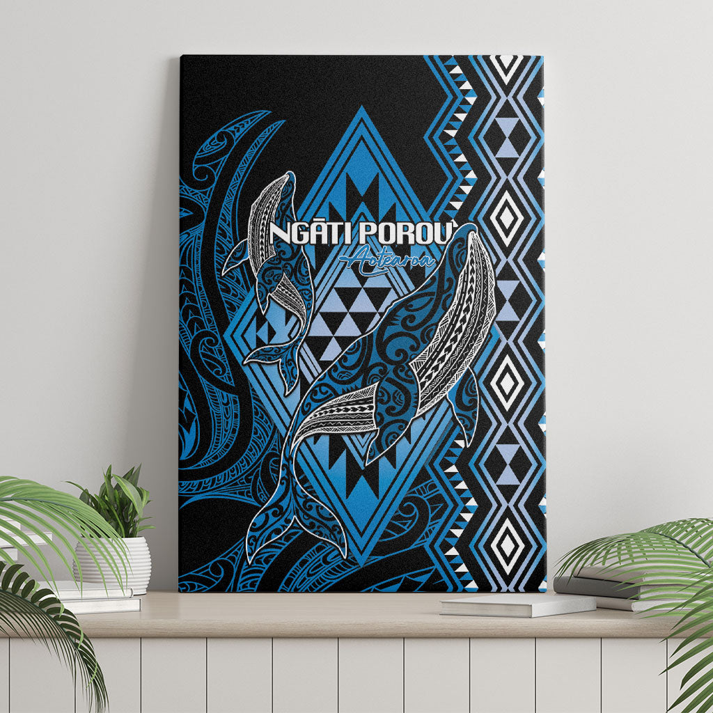 Aotearoa Iwi Ngati Porou Canvas Wall Art NZ Maori Humpback Whale Taniko Motifs