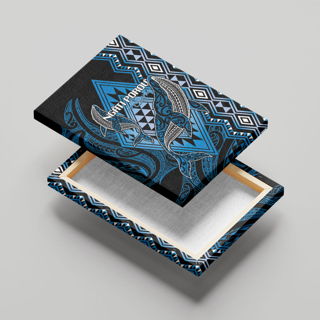 Aotearoa Iwi Ngati Porou Canvas Wall Art NZ Maori Humpback Whale Taniko Motifs