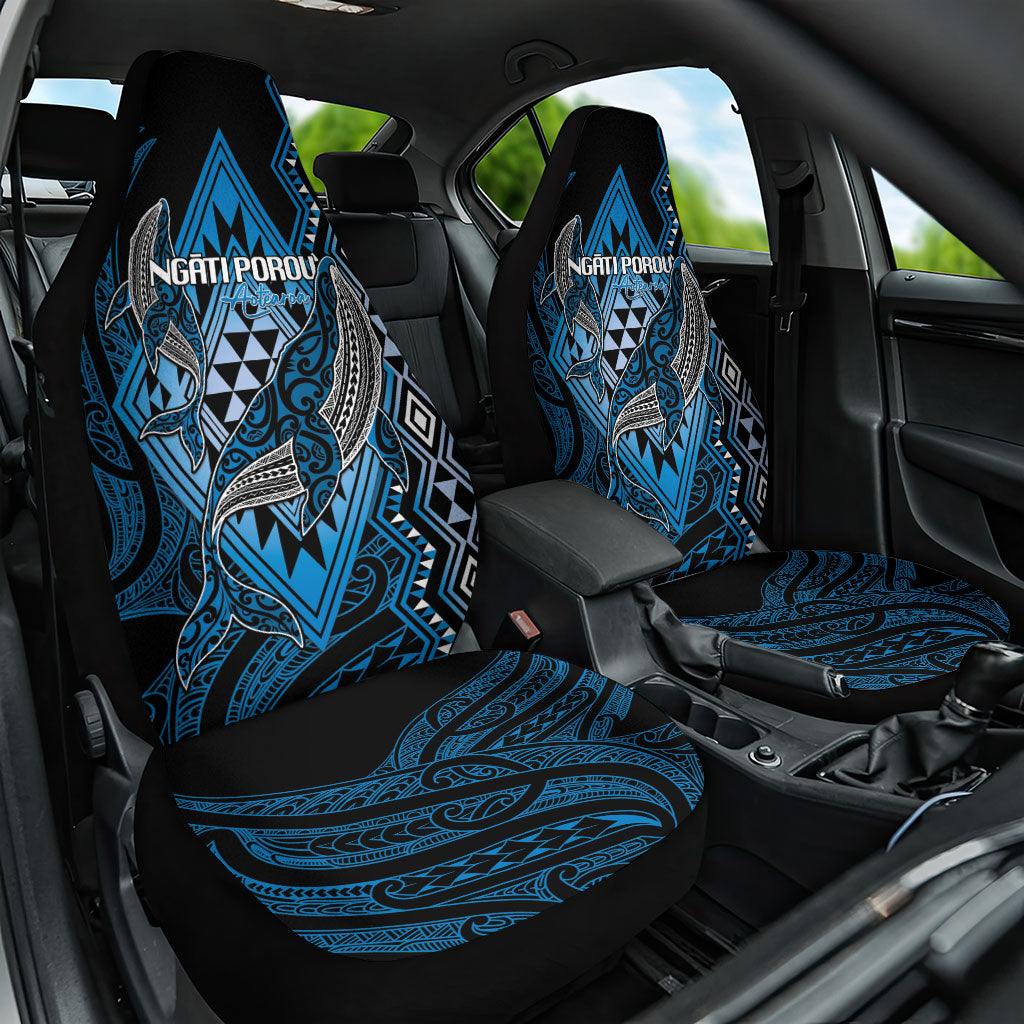 Aotearoa Iwi Ngati Porou Car Seat Cover NZ Maori Humpback Whale Taniko Motifs