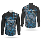 Aotearoa Iwi Ngati Porou Personalised Couples Matching Long Sleeve Bodycon Dress and Long Sleeve Button Shirt NZ Maori Humpback Whale Taniko Motifs