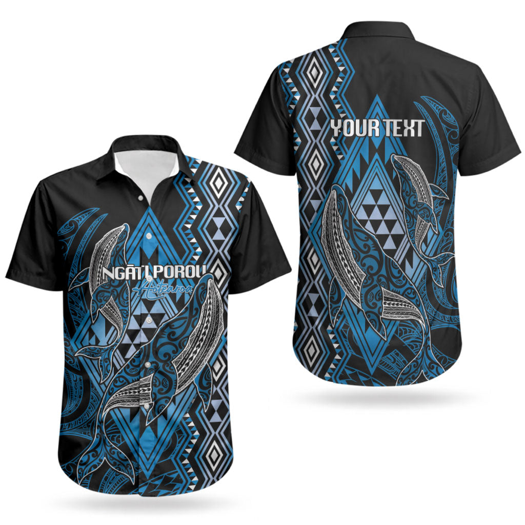 Aotearoa Iwi Ngati Porou Personalised Couples Matching Short Sleeve Bodycon Dress and Hawaiian Shirt NZ Maori Humpback Whale Taniko Motifs