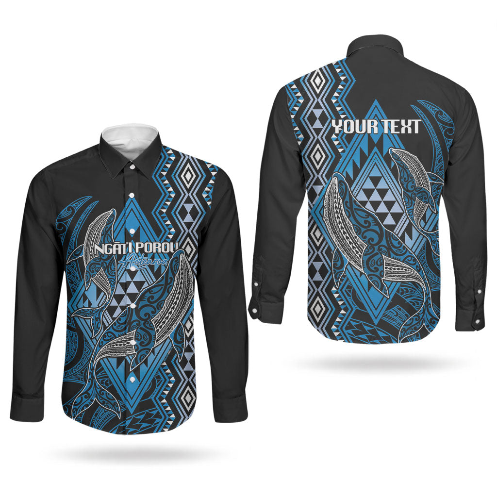 Aotearoa Iwi Ngati Porou Personalised Couples Matching Short Sleeve Bodycon Dress and Long Sleeve Button Shirt NZ Maori Humpback Whale Taniko Motifs