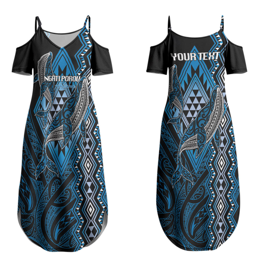 Aotearoa Iwi Ngati Porou Personalised Couples Matching Summer Maxi Dress and Long Sleeve Button Shirt NZ Maori Humpback Whale Taniko Motifs