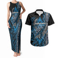 Aotearoa Iwi Ngati Porou Personalised Couples Matching Tank Maxi Dress and Hawaiian Shirt NZ Maori Humpback Whale Taniko Motifs