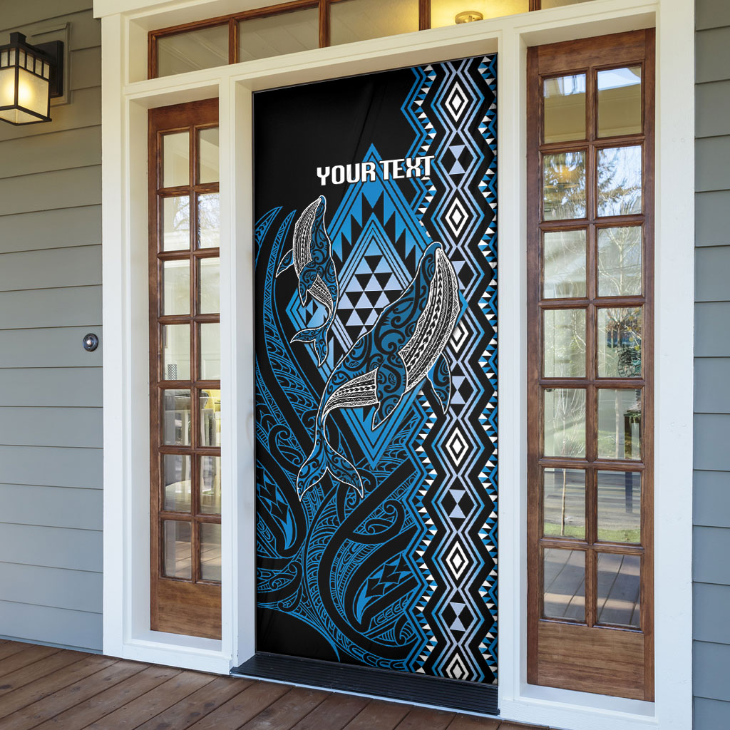 Aotearoa Iwi Ngati Porou Personalised Door Cover NZ Maori Humpback Whale Taniko Motifs