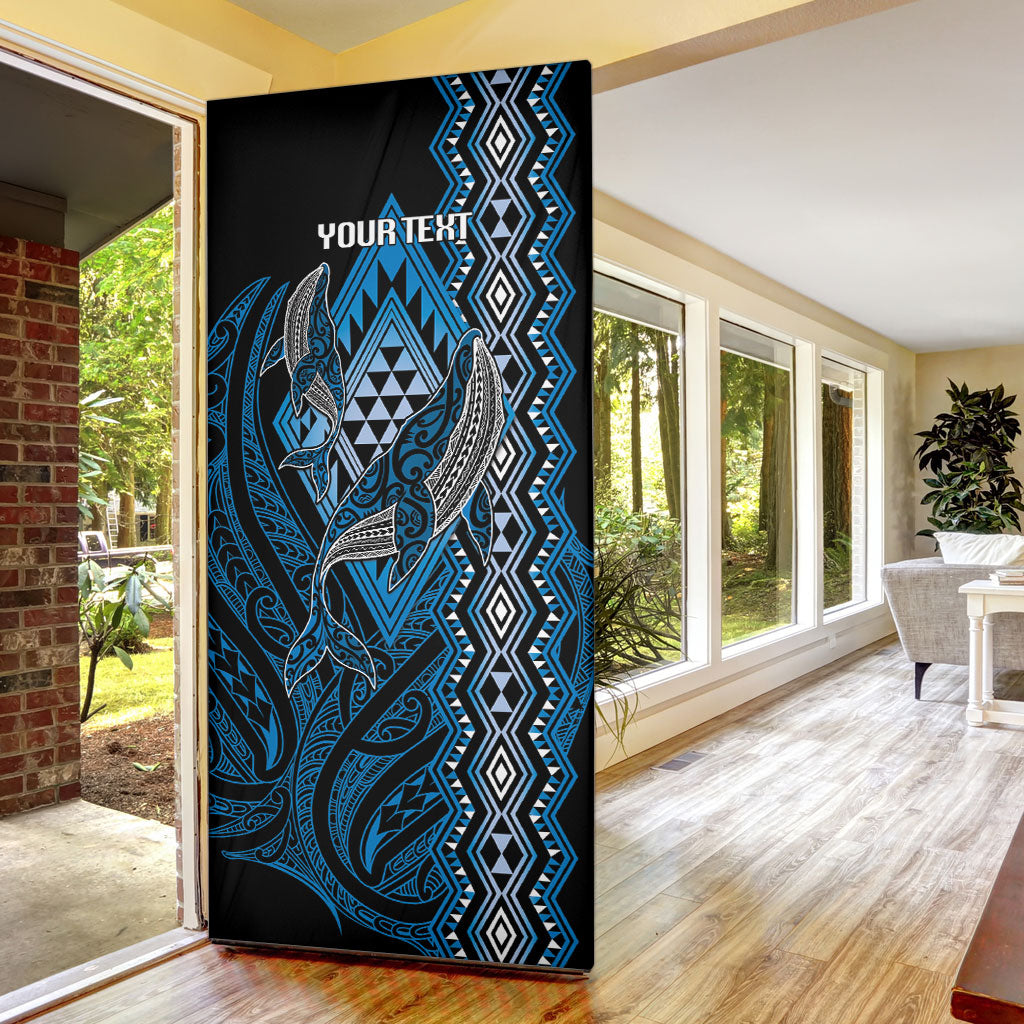 Aotearoa Iwi Ngati Porou Personalised Door Cover NZ Maori Humpback Whale Taniko Motifs