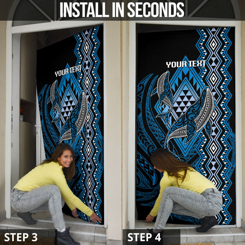 Aotearoa Iwi Ngati Porou Personalised Door Cover NZ Maori Humpback Whale Taniko Motifs