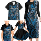 Aotearoa Iwi Ngati Porou Personalised Family Matching Long Sleeve Bodycon Dress and Hawaiian Shirt NZ Maori Humpback Whale Taniko Motifs