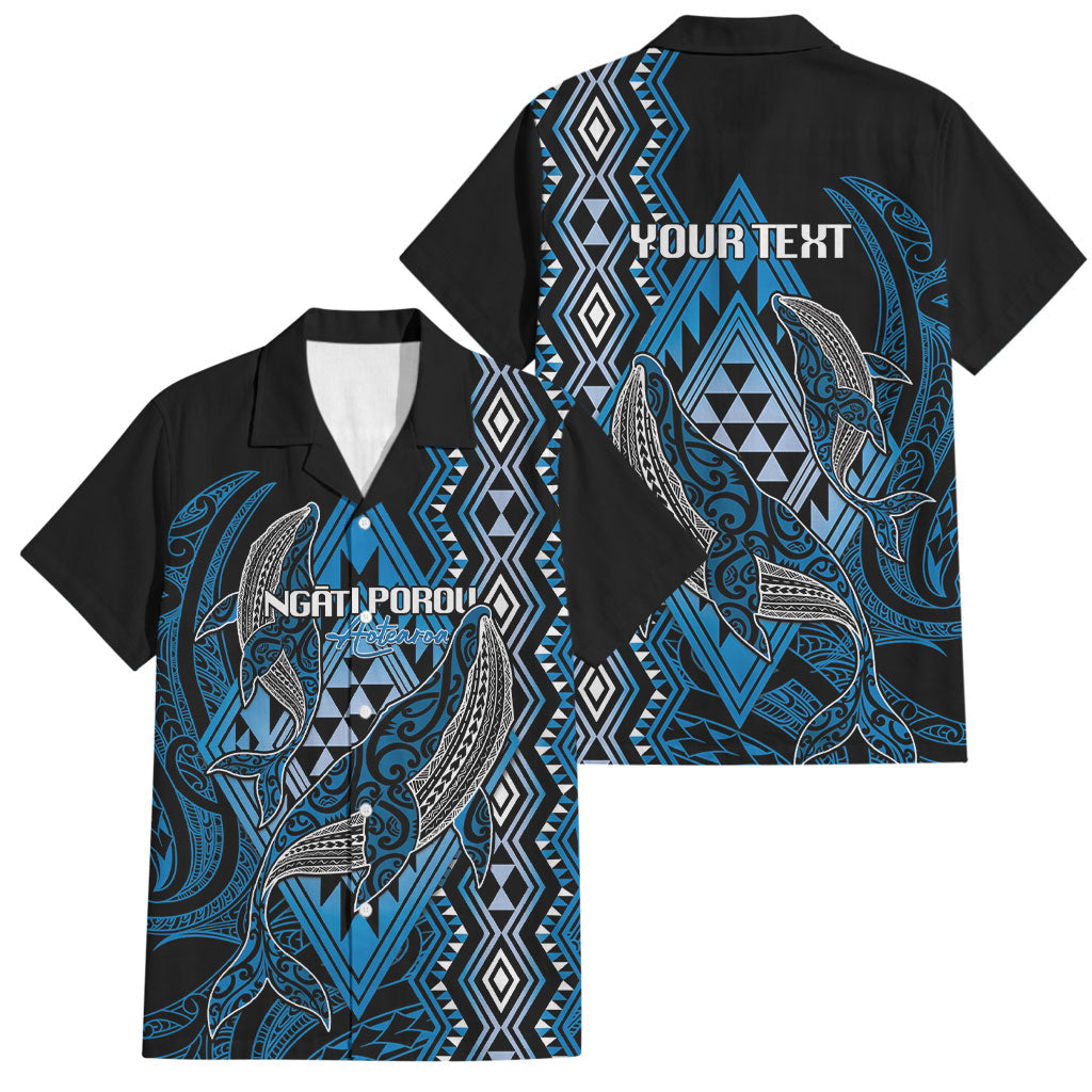 Aotearoa Iwi Ngati Porou Personalised Family Matching Off Shoulder Short Dress and Hawaiian Shirt NZ Maori Humpback Whale Taniko Motifs