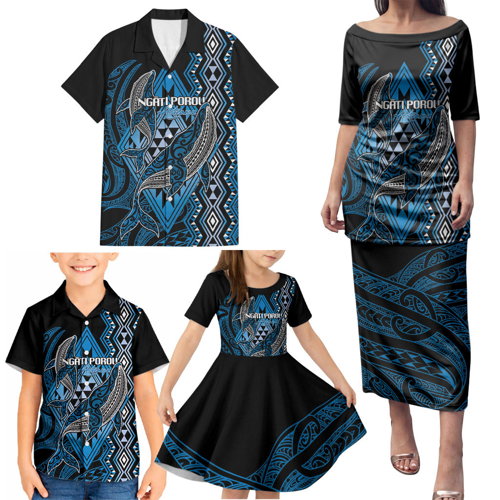 Aotearoa Iwi Ngati Porou Personalised Family Matching Puletasi and Hawaiian Shirt NZ Maori Humpback Whale Taniko Motifs