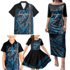 Aotearoa Iwi Ngati Porou Personalised Family Matching Puletasi and Hawaiian Shirt NZ Maori Humpback Whale Taniko Motifs