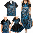 Aotearoa Iwi Ngati Porou Personalised Family Matching Summer Maxi Dress and Hawaiian Shirt NZ Maori Humpback Whale Taniko Motifs