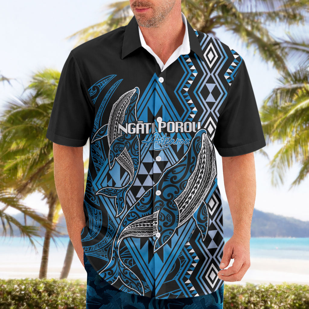 Aotearoa Iwi Ngati Porou Personalised Hawaiian Shirt NZ Maori Humpback Whale Taniko Motifs