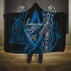 Aotearoa Iwi Ngati Porou Hooded Blanket NZ Maori Humpback Whale Taniko Motifs