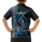 Aotearoa Iwi Ngati Porou Personalised Kid Hawaiian Shirt NZ Maori Humpback Whale Taniko Motifs