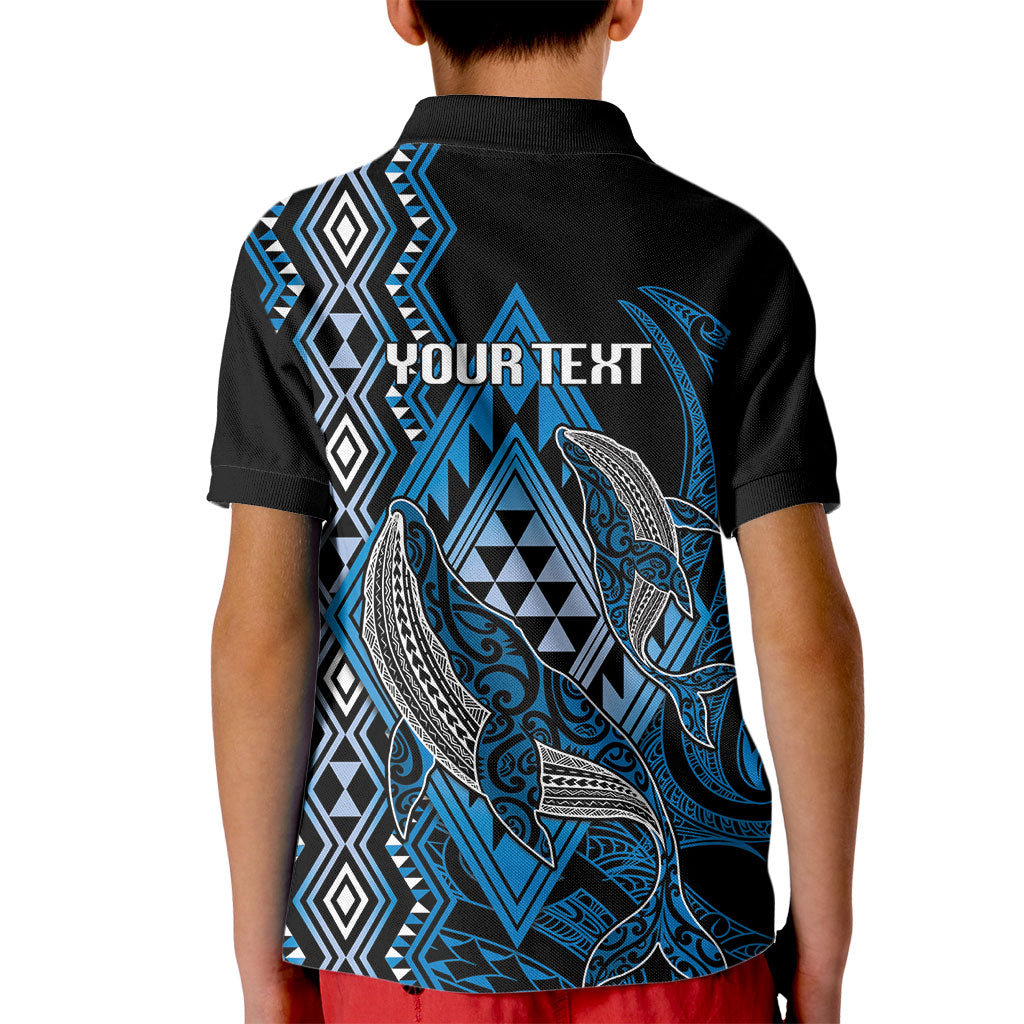 Aotearoa Iwi Ngati Porou Personalised Kid Polo Shirt NZ Maori Humpback Whale Taniko Motifs