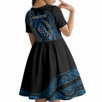 Aotearoa Iwi Ngati Porou Personalised Kid Short Sleeve Dress NZ Maori Humpback Whale Taniko Motifs