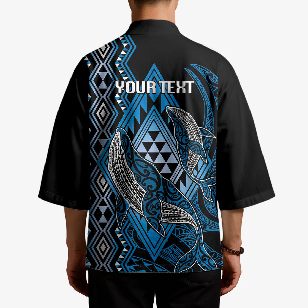 Aotearoa Iwi Ngati Porou Personalised Kimono NZ Maori Humpback Whale Taniko Motifs