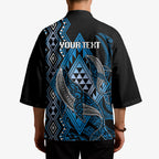 Aotearoa Iwi Ngati Porou Personalised Kimono NZ Maori Humpback Whale Taniko Motifs