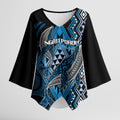 Aotearoa Iwi Ngati Porou Personalised Kimono Sleeve Blouse NZ Maori Humpback Whale Taniko Motifs