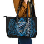Aotearoa Iwi Ngati Porou Leather Tote Bag NZ Maori Humpback Whale Taniko Motifs
