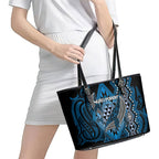 Aotearoa Iwi Ngati Porou Leather Tote Bag NZ Maori Humpback Whale Taniko Motifs