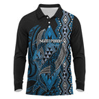 Aotearoa Iwi Ngati Porou Personalised Long Sleeve Polo Shirt NZ Maori Humpback Whale Taniko Motifs