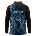 Aotearoa Iwi Ngati Porou Personalised Long Sleeve Polo Shirt NZ Maori Humpback Whale Taniko Motifs
