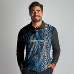 Aotearoa Iwi Ngati Porou Personalised Long Sleeve Polo Shirt NZ Maori Humpback Whale Taniko Motifs