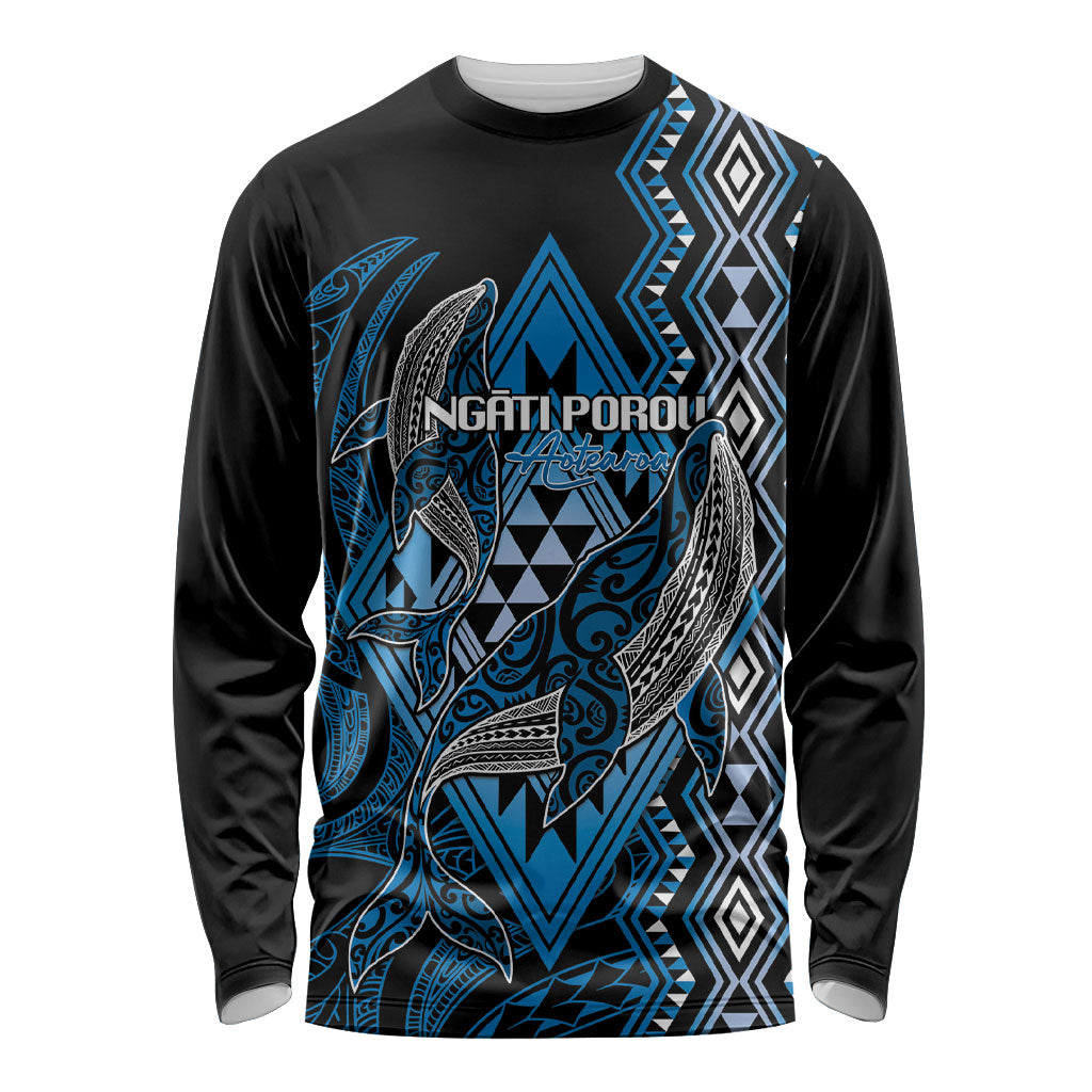 Aotearoa Iwi Ngati Porou Personalised Long Sleeve Shirt NZ Maori Humpback Whale Taniko Motifs
