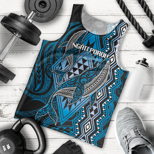 Aotearoa Iwi Ngati Porou Personalised Men Tank Top NZ Maori Humpback Whale Taniko Motifs