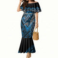 Aotearoa Iwi Ngati Porou Personalised Mermaid Dress NZ Maori Humpback Whale Taniko Motifs