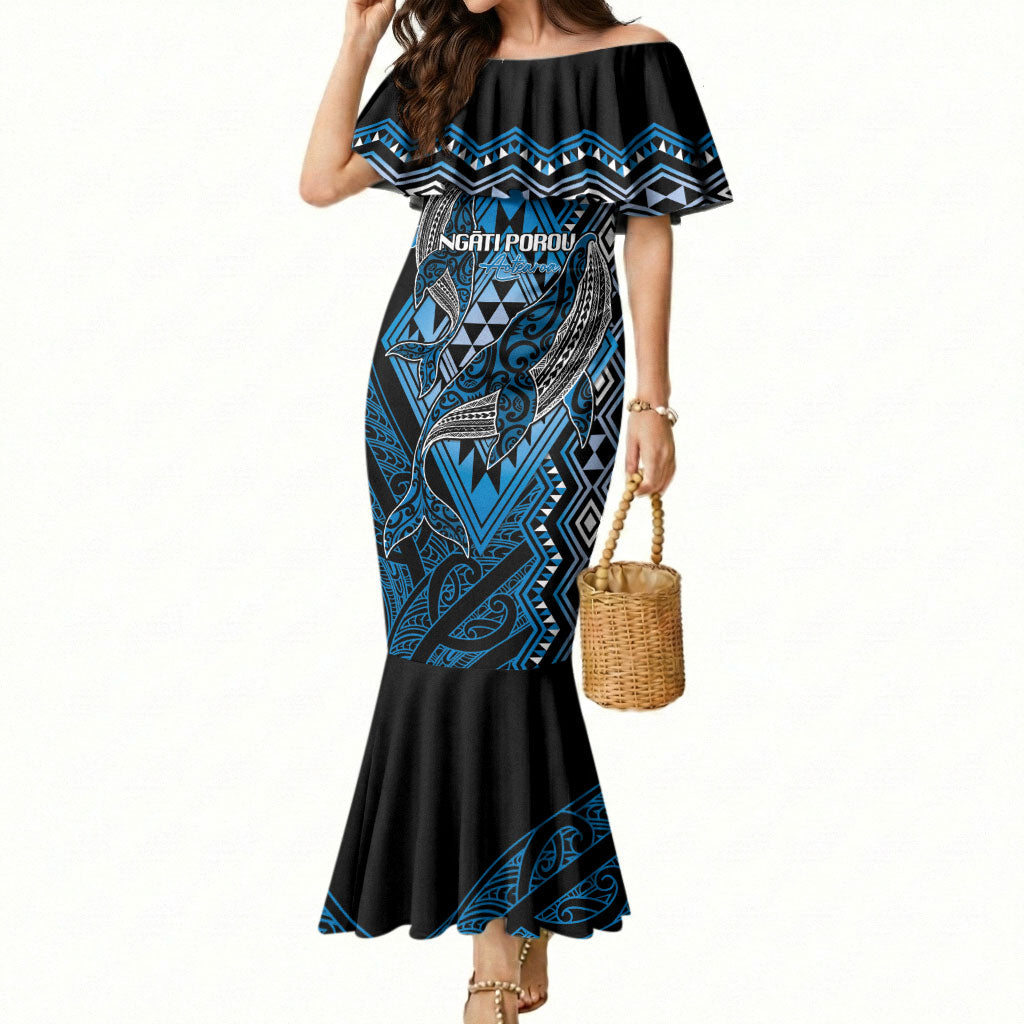 Aotearoa Iwi Ngati Porou Personalised Mermaid Dress NZ Maori Humpback Whale Taniko Motifs