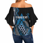 Aotearoa Iwi Ngati Porou Personalised Off Shoulder Wrap Waist Top NZ Maori Humpback Whale Taniko Motifs