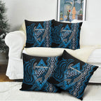 Aotearoa Iwi Ngati Porou Pillow Cover NZ Maori Humpback Whale Taniko Motifs