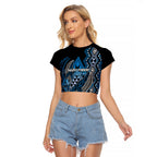 Aotearoa Iwi Ngati Porou Personalised Raglan Cropped T Shirt NZ Maori Humpback Whale Taniko Motifs